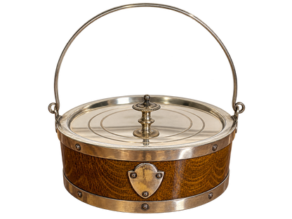 RESERVED - LADYCHRISTA67- Antique Daniel & Arter English Oak & Silver Plate Butter Dish | Birmingham c.1890 | 6”