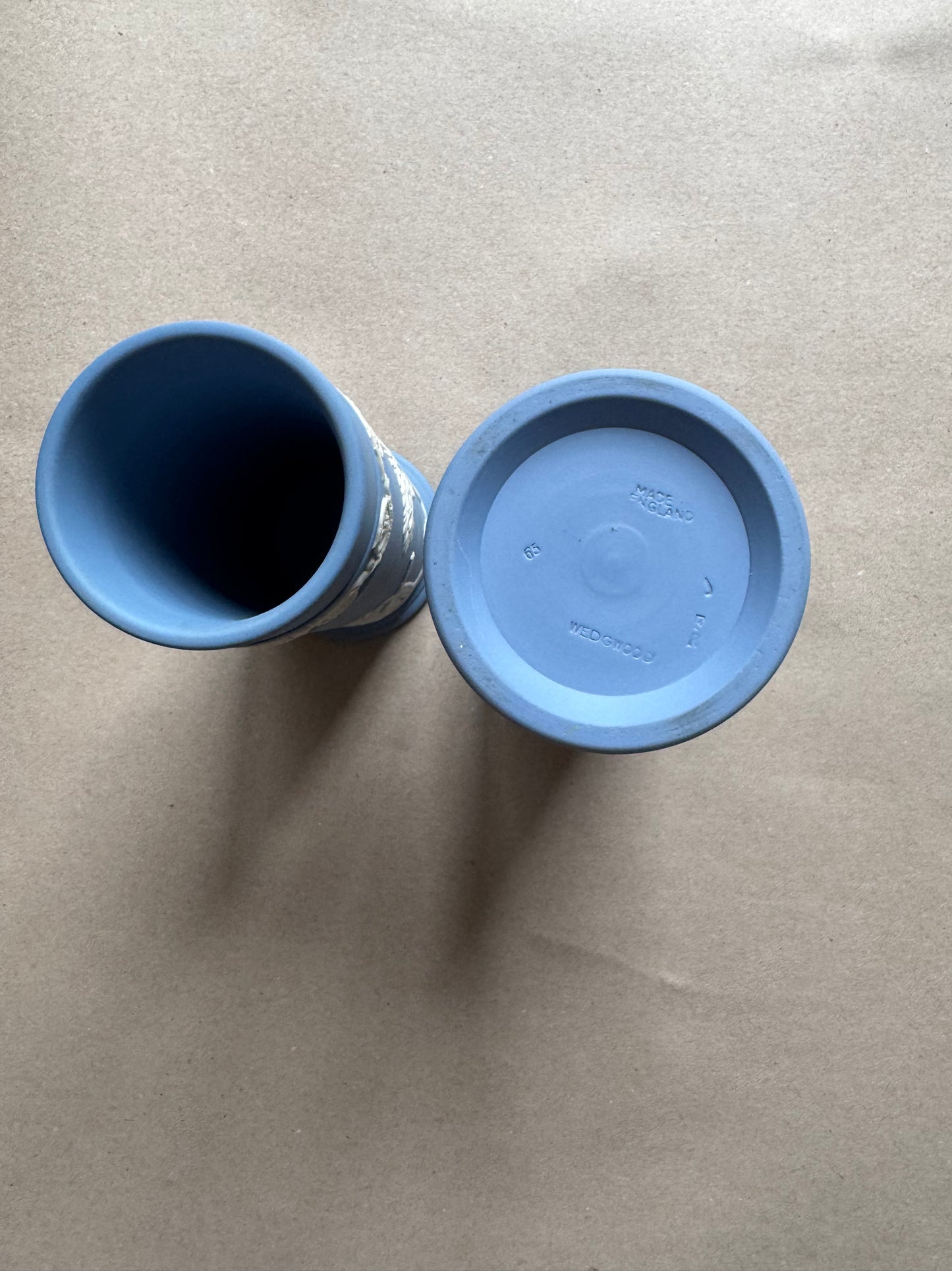 Light blue Wedgewood set of two vases 6 1/2” tall
