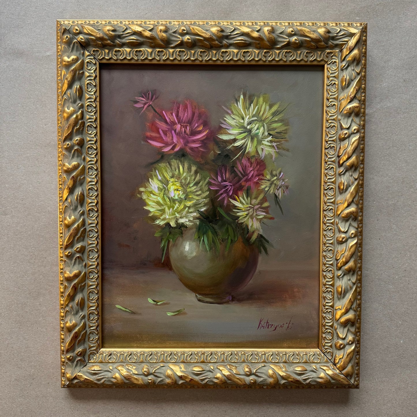 Chrysanthemum 11x14” oil on board original artwork