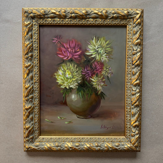 Chrysanthemum 11x14” oil on board original artwork