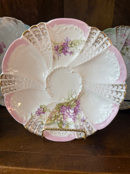 Antique Weimar Germany Porcelain Oyster Plate Pink & Gold Gilt (2 Available) - Pristine