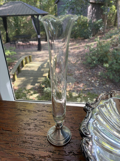 Sterling Webb bud vase with etched design and fluted rim!