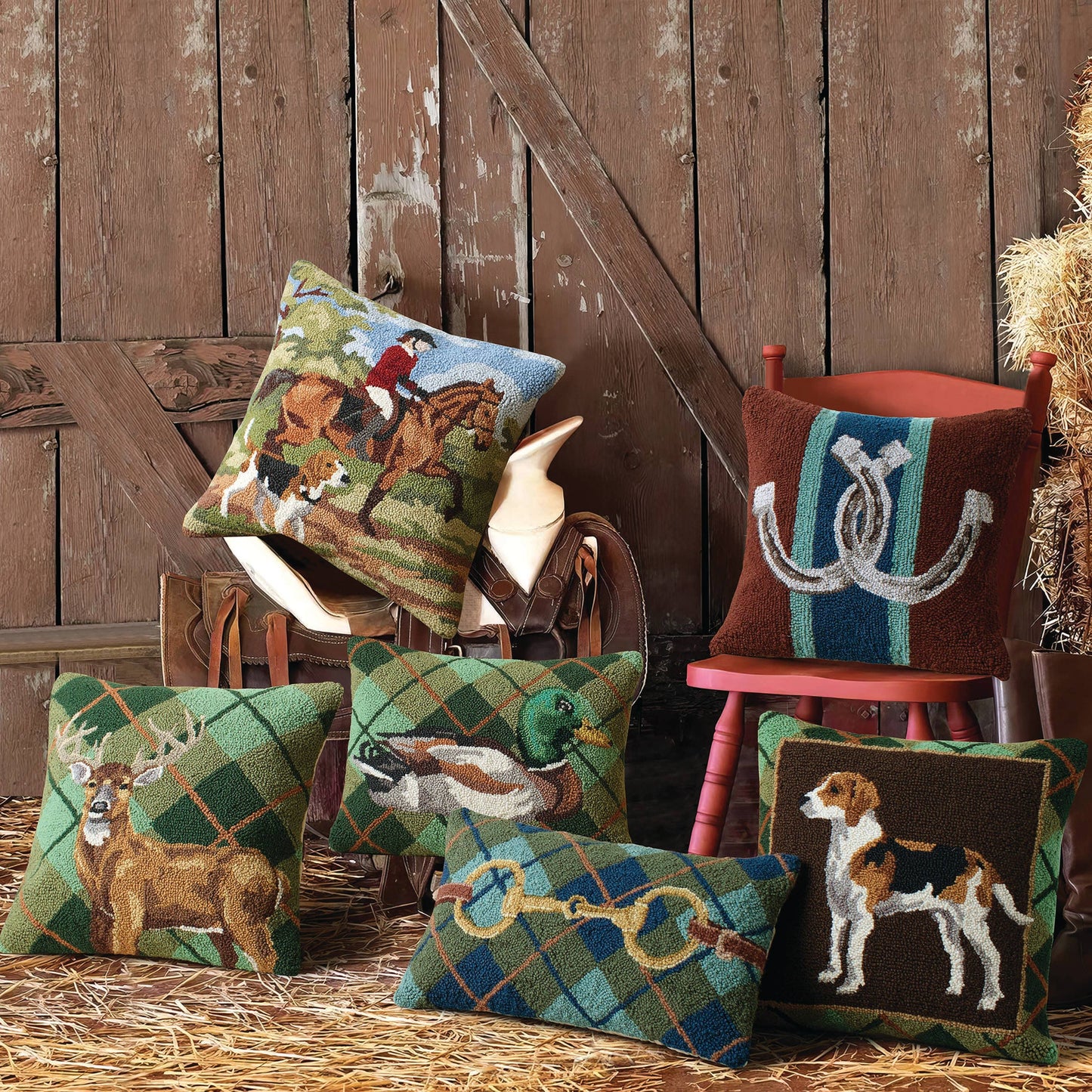 Gingham Buckle Hooked Wool Accent Pillow | 12" x 20"