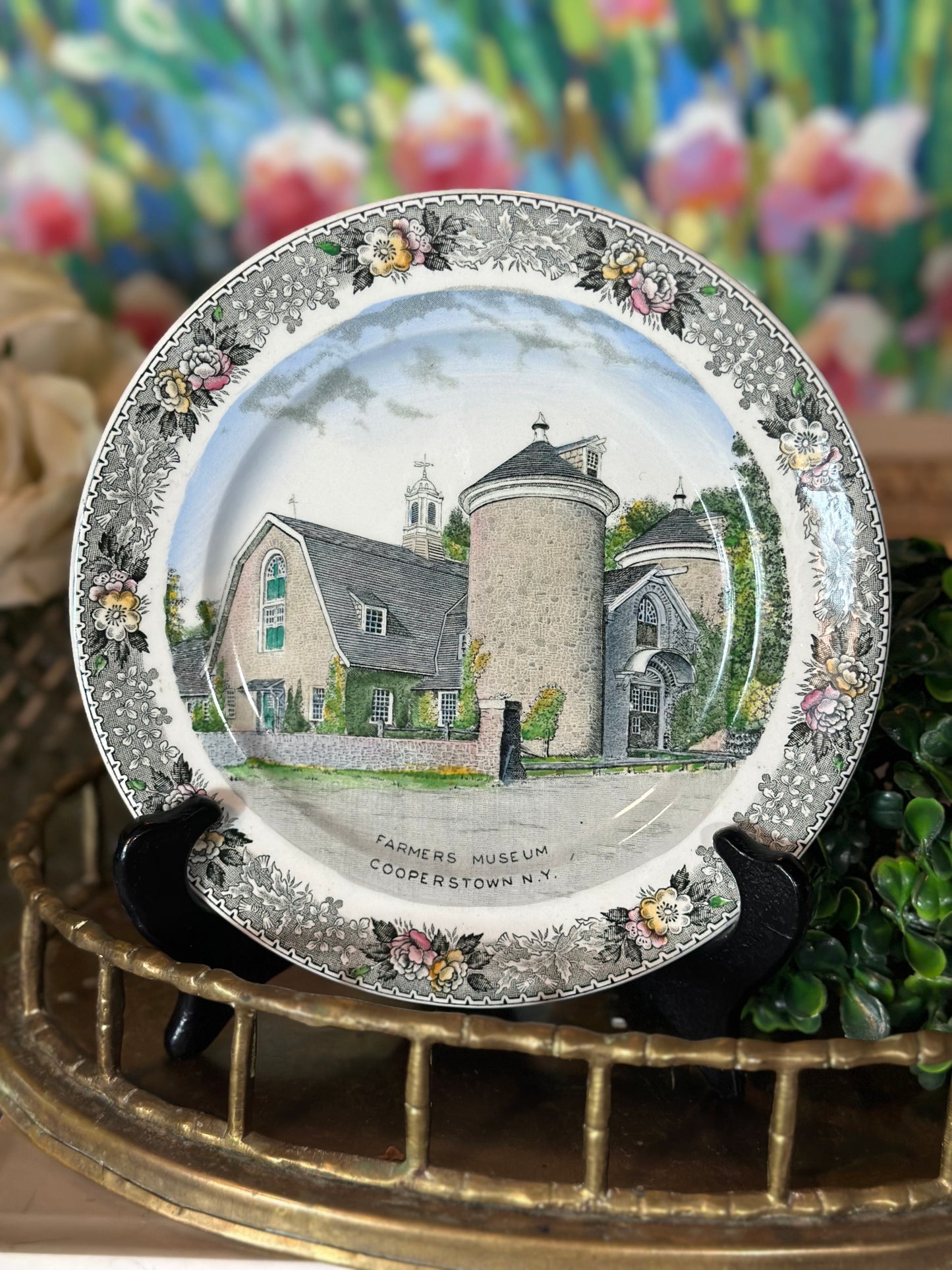 Vintage Staffordshire Cooperstown NY Souvenir Plate, 7"D - Pristine!