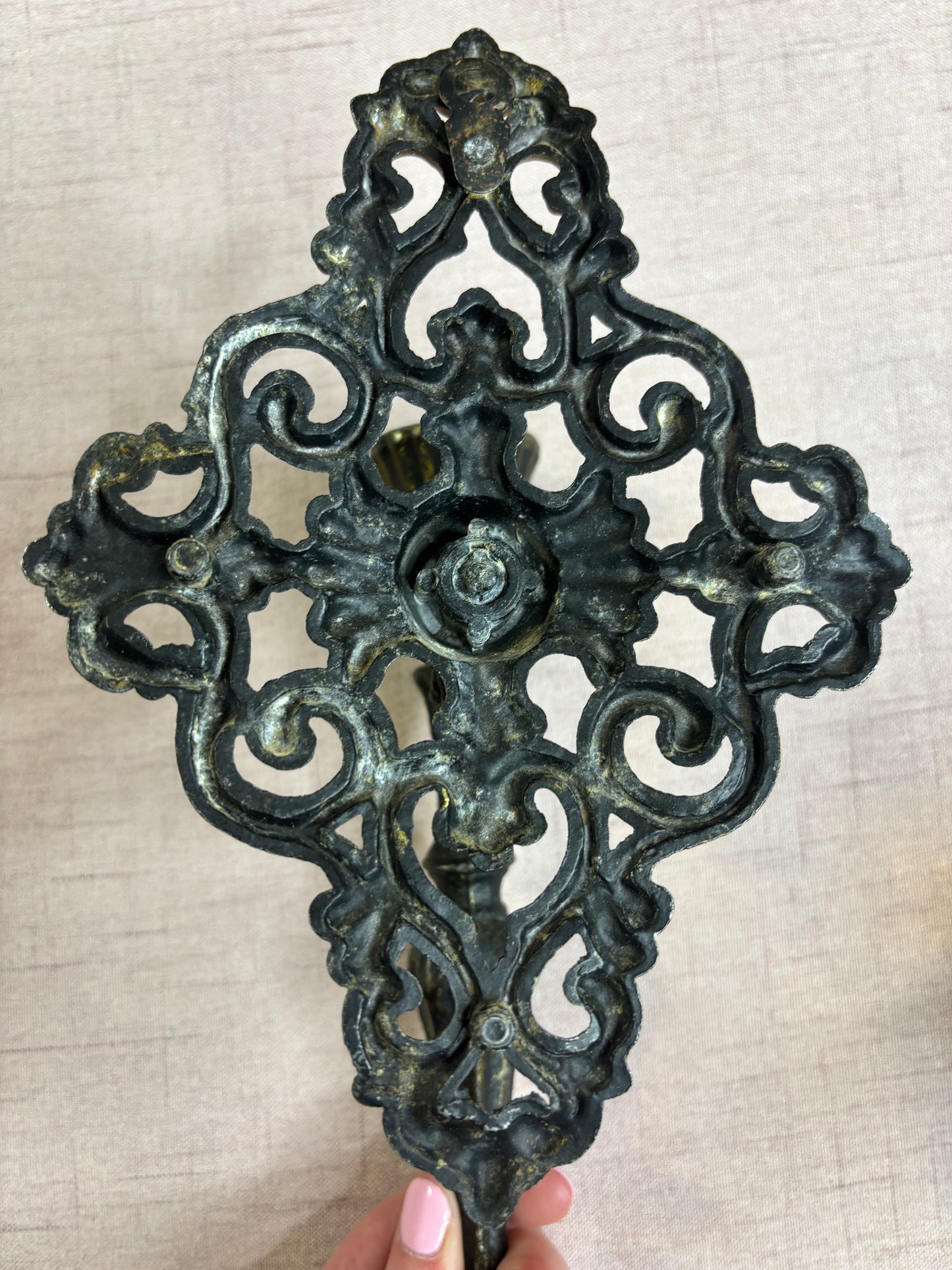 Lovely cast metal wall sconces pair!