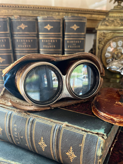 Antique French “Day & Night” Chevalier Paris Binoculars with Original Leather Case