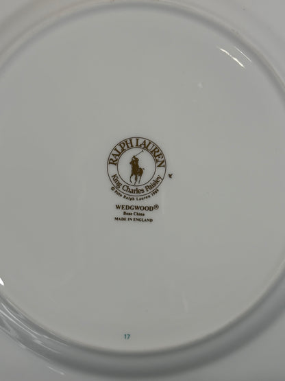 Vintage 1989 Ralph Lauren “King Charles Paisley” by Wedgwood | Bone China Dinner Plates | Set of 6 |