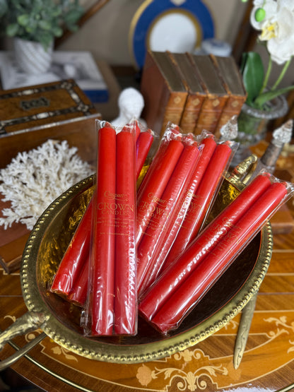 Caspari Straight Taper 10” Candles in Red - 2 Candles Per Package