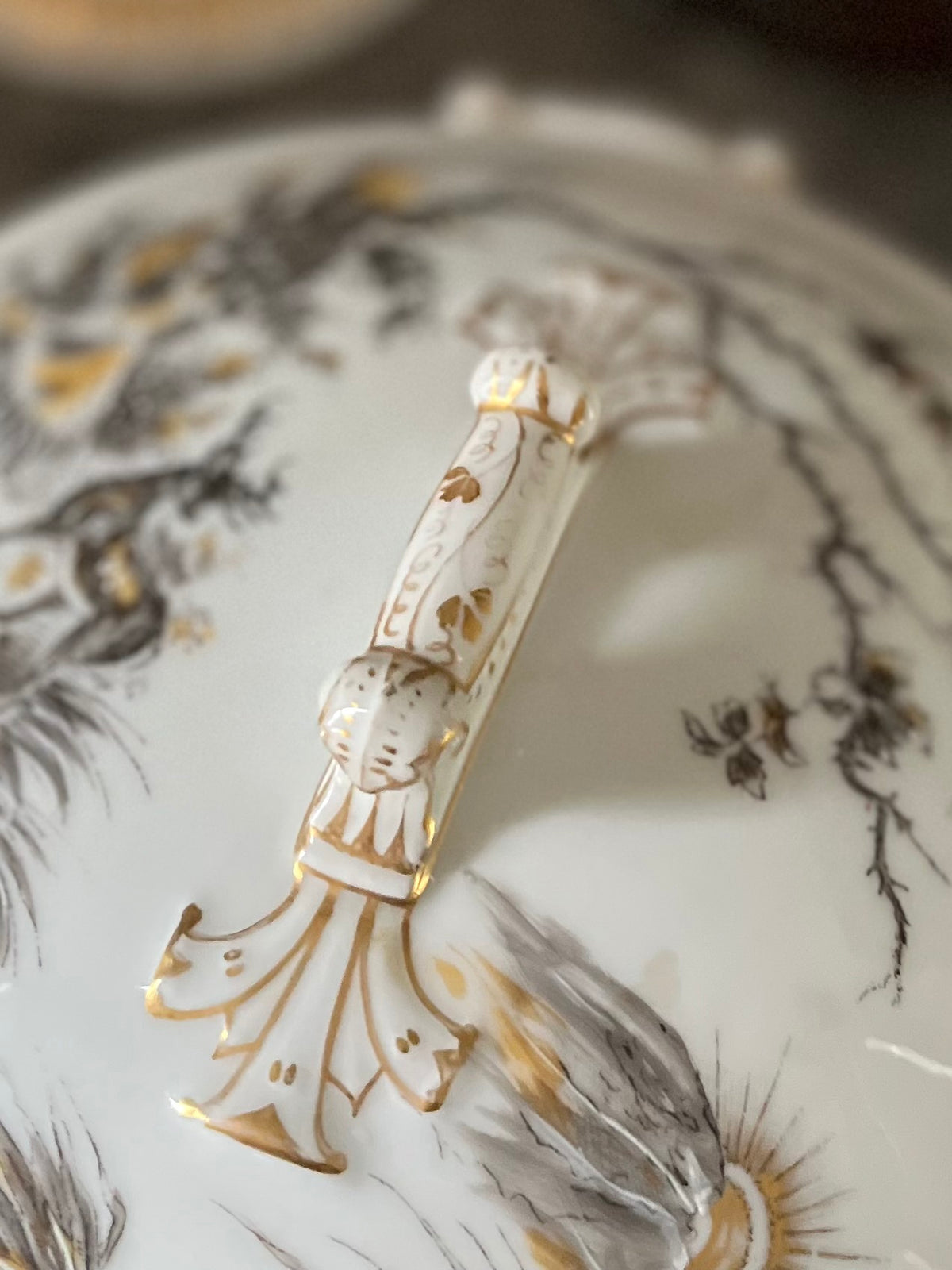 Live 09/22 Exceptional 19th C Haviland Limoges Hand-Painted Pastoral & Game Covered Vegetable Dish