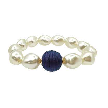 Bracelet – Pearl & Charm Stretch Bracelet with Caribbean-Inspired Color