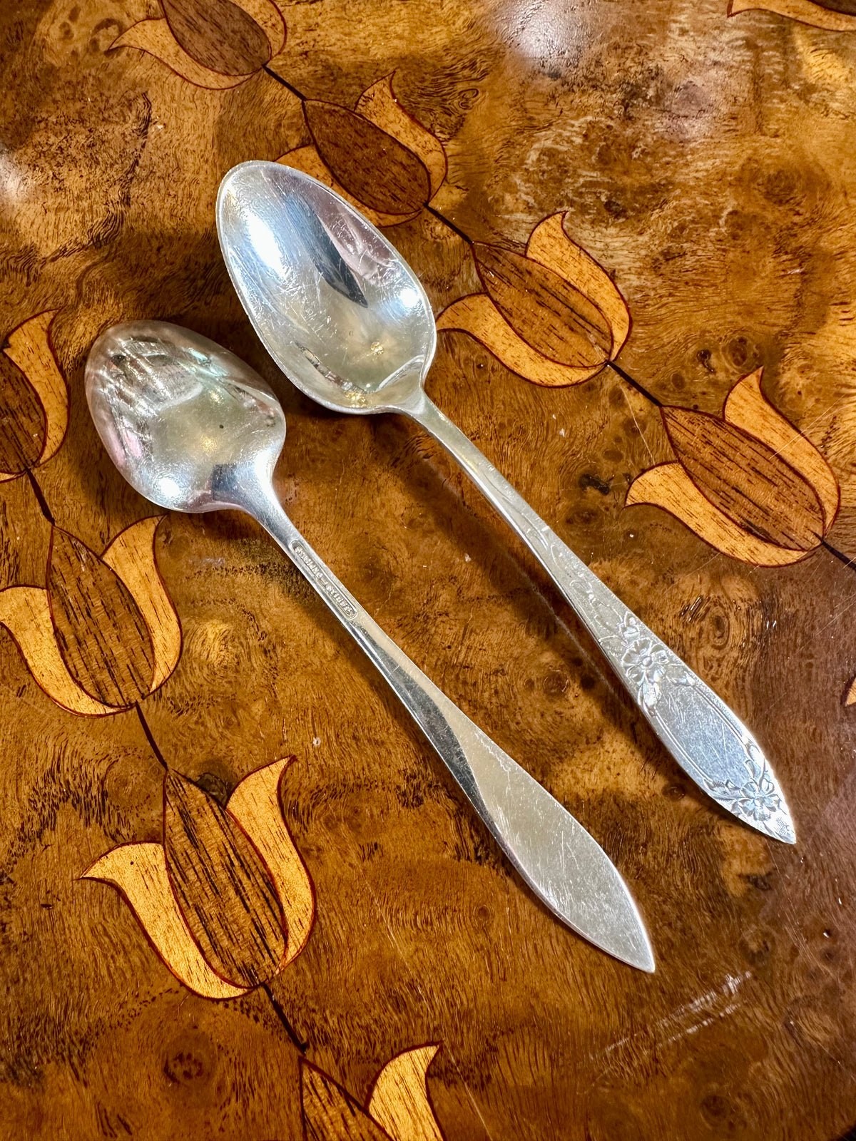 Vintage Stieff Lady Claire Sterling Silver Teaspoons | Hand Engraved 1925 Pattern | Pair