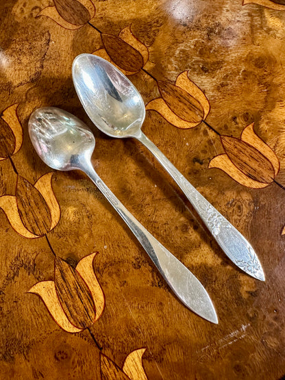 Vintage Stieff Lady Claire Sterling Silver Teaspoons | Hand Engraved 1925 Pattern | Pair