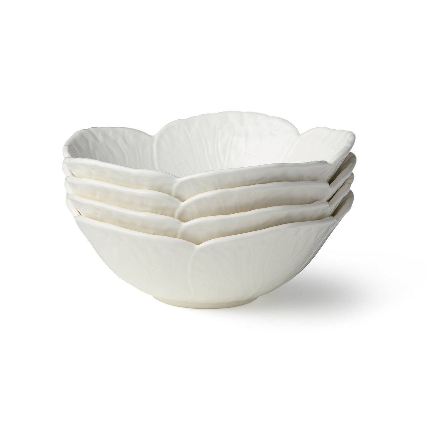 White Cabbage Cereal Bowl, 8"D Ceramic Soup Bowl
