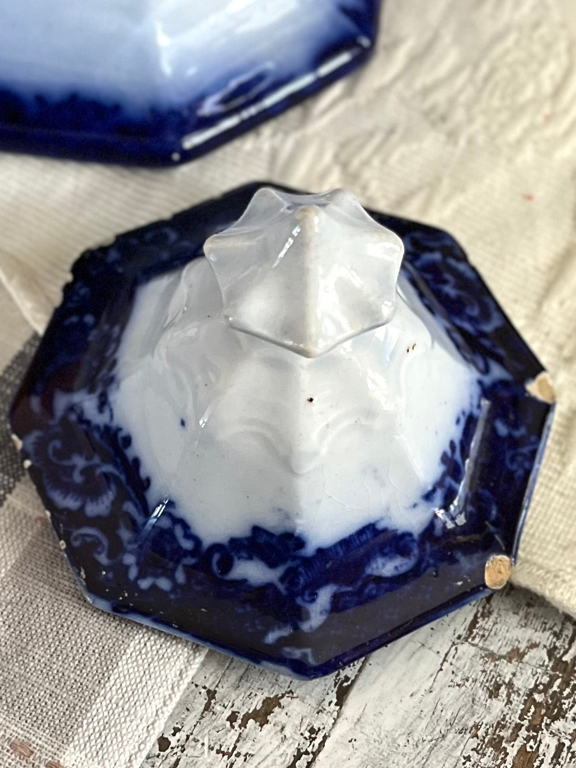 Jacob Furnival & Co. Shanghae Flow Blue Ironstone Teapot | England, Circa 1860