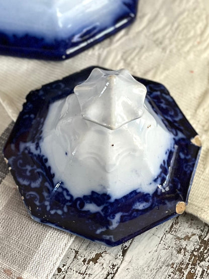 Jacob Furnival & Co. Shanghae Flow Blue Ironstone Teapot | England, Circa 1860