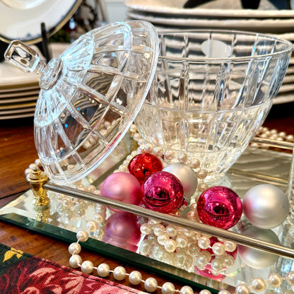 Beautiful sparkling vintage crystal biscuit jar with lid 7.5 h