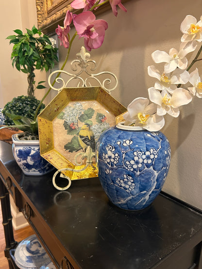 Vintage Blue & White Cherry Blossom Ginger Jar,