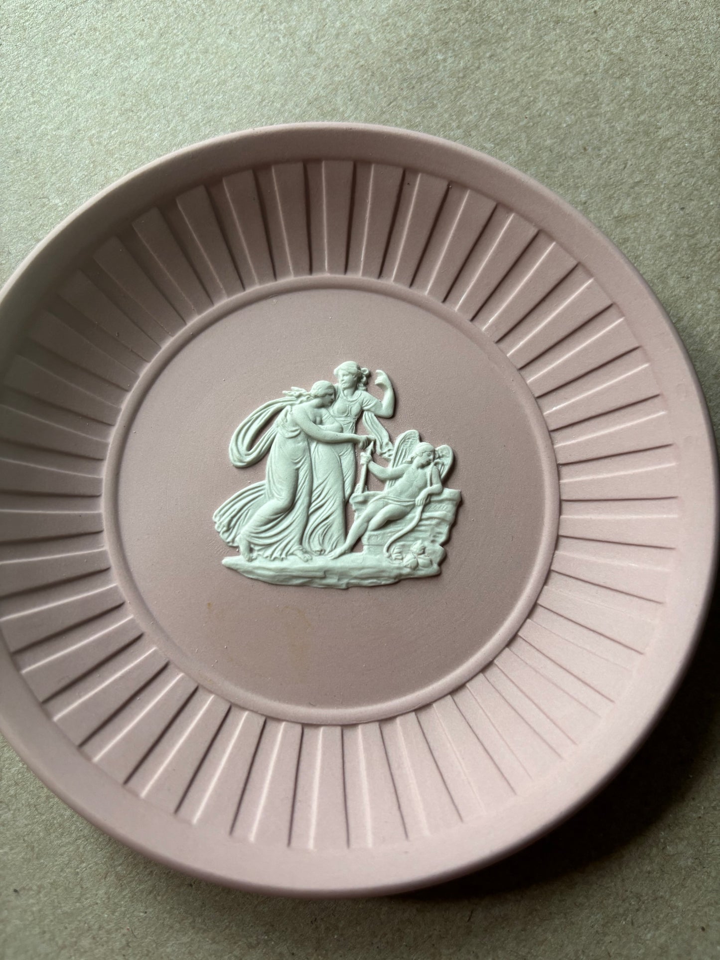 Cream pink Wedgwood 4.5” ornate dish