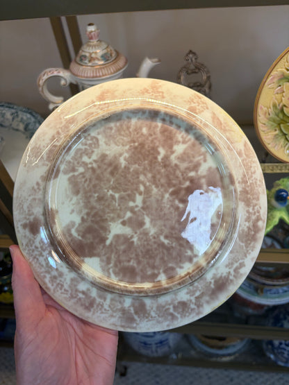Lovely majolica plate with pink and green!
