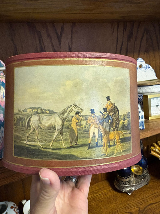 RESERVED - MARIAG - WCCR Charitable Item #181 | Vintage Oval Desk Organizer with Horses & Gentlemen | Equestrian Motif