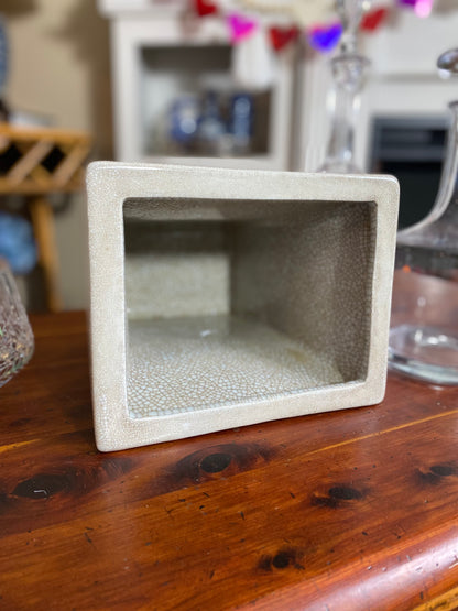 Danny's Fine Porcelain - Pink/White “Prim Rose” Bronze Footed Square Vase Planter - 8.5x6.5"