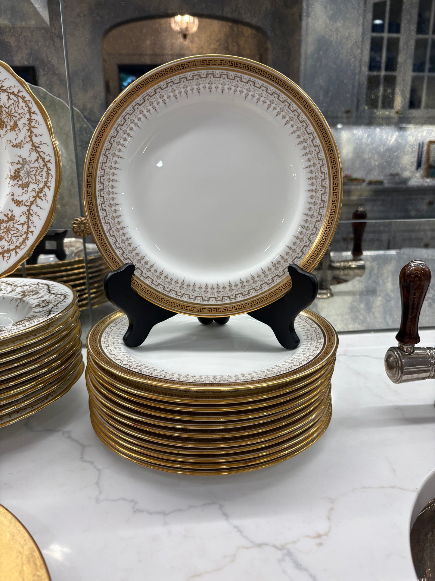 Antique 1890’s - Set (12) Cauldon Salad Plates, 8.5”D - Pristine!