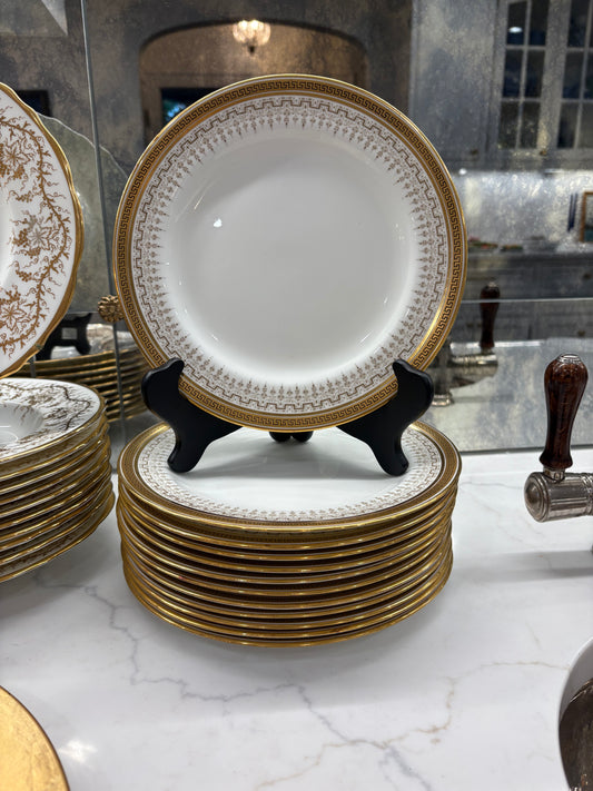 Antique 1890’s - Set (12) Cauldon Salad Plates, 8.5”D - Pristine!