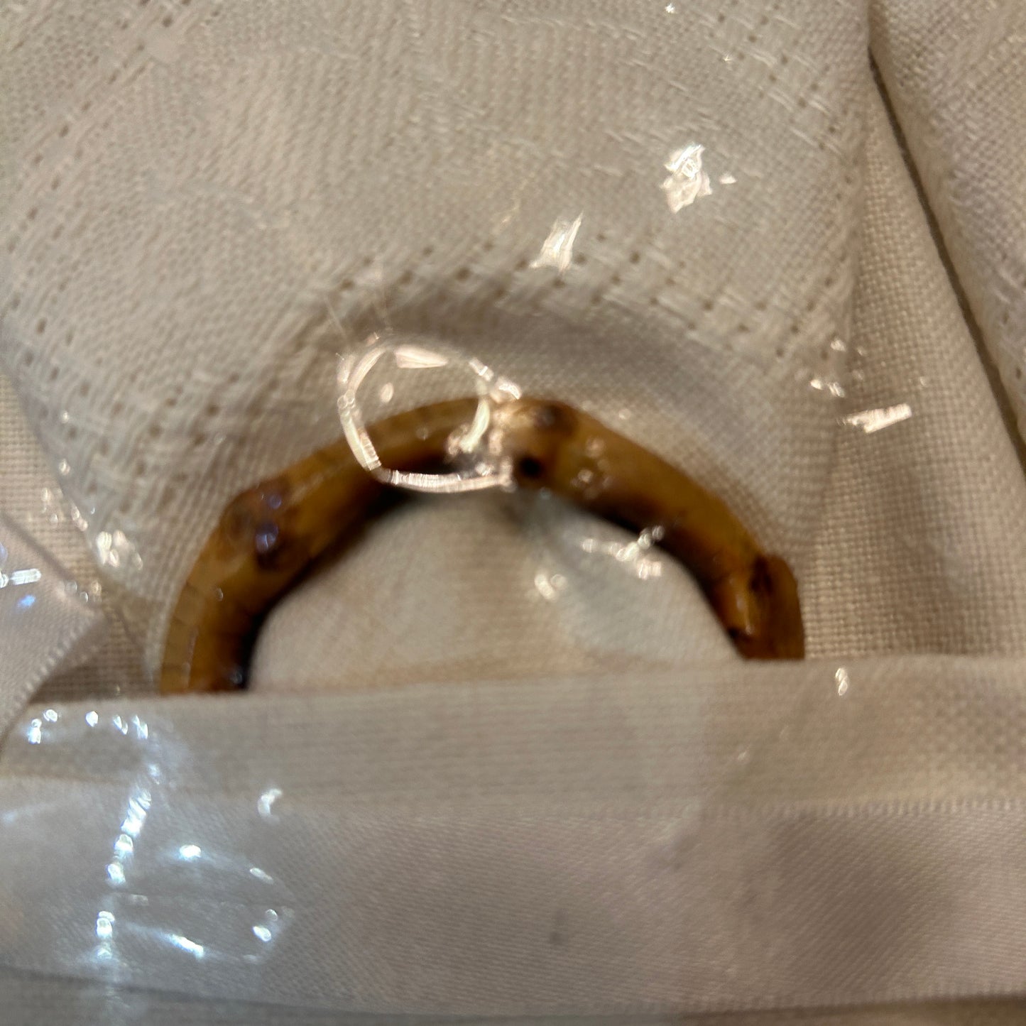 Set of 12 / 4 place settings bamboo napkin rings , napkins  & Linens IVORY Placemats, 13x19 NEW VINTAGE in Box