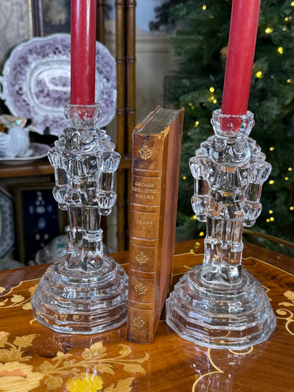 RESERVED - MIMI - Pair of Crystal Nutcracker Candlesticks | Holiday Taper Candle Holders | 8” H