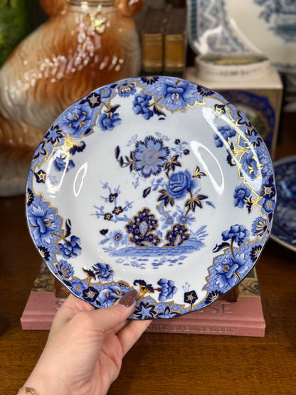 Antique 1815Copeland Spode Pattern 3702 Footed Pedestal Bowl | New Stone China Chinoiserie | Blue, White & Gilt