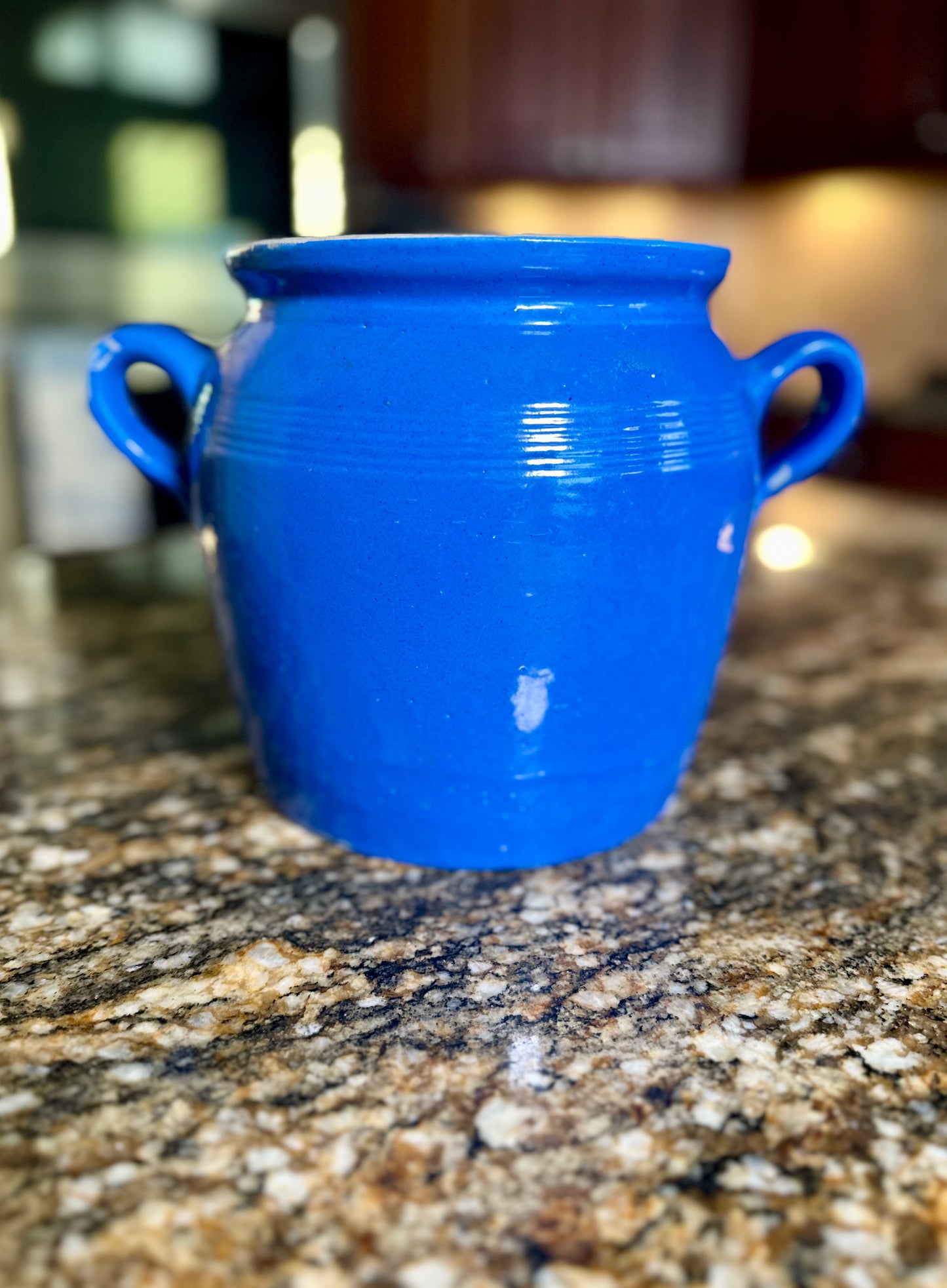 Reserved for K. Schrader Hearts for Spokane Charity Auction - VINTAGE FRENCH BLUE CONFIT POT