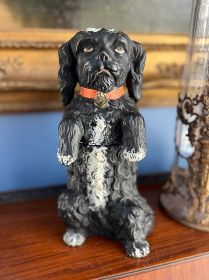 Stately Early 1890-1915 Victorian Ceramic Spaniel Tobacco Jar – English Library Figural Humidor - 
Bernard Bloch Signed