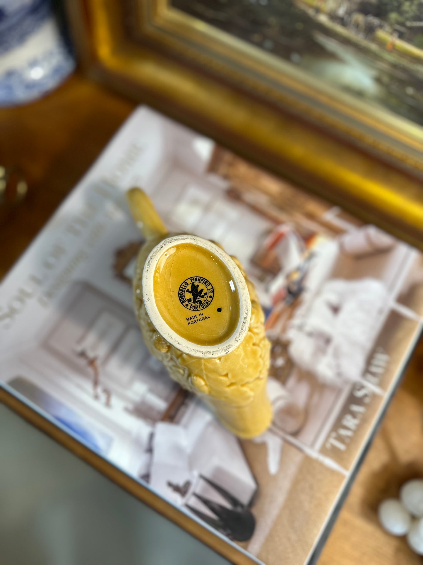 Vintage Bordallo Pinheiro "Oak Leaf Gold" Gravy Boat, 8"