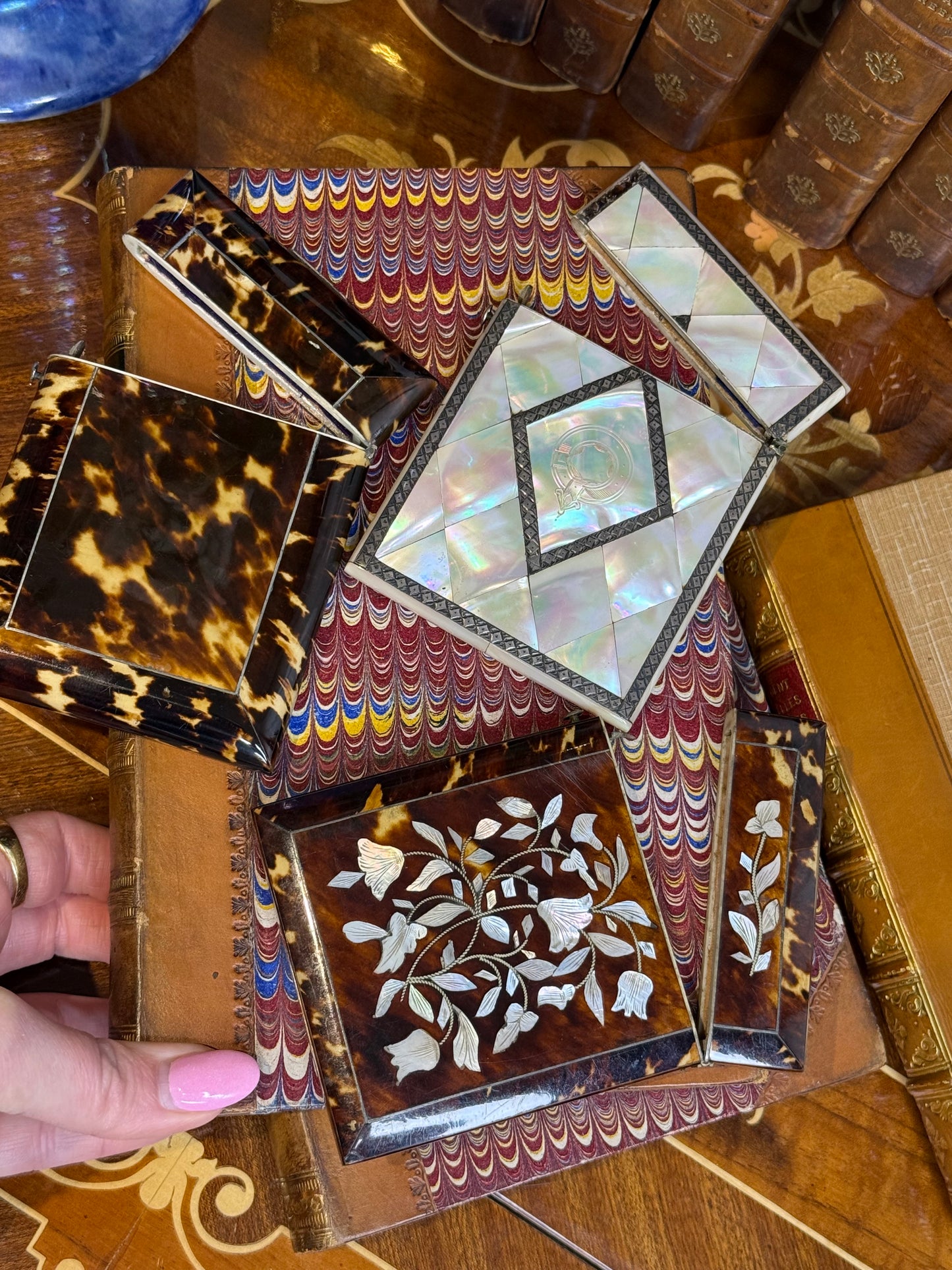 Antique Mother-of-Pearl & Sterling Silver Calling Card Case, c. 1820–1840