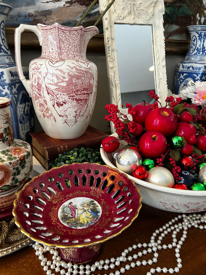 Stunning antique porcelain Italian lattice reticulated footed bowl