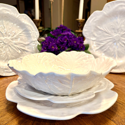 Gorgeous scalloped cabbage ware centerpiece bowl by designer BORDALLO pinheiro of Portugal 11 x 3.5