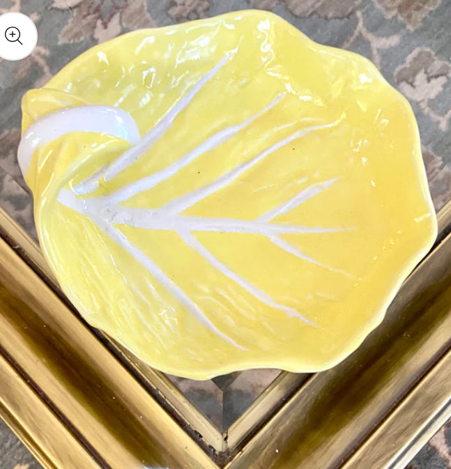 Set of 2 vintage yellow cabbage wear serving pieces by designer Secla of Portugal.
