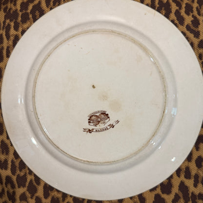 Antique brown willow   Pagoda plate by Madras plate 9.75d  19c