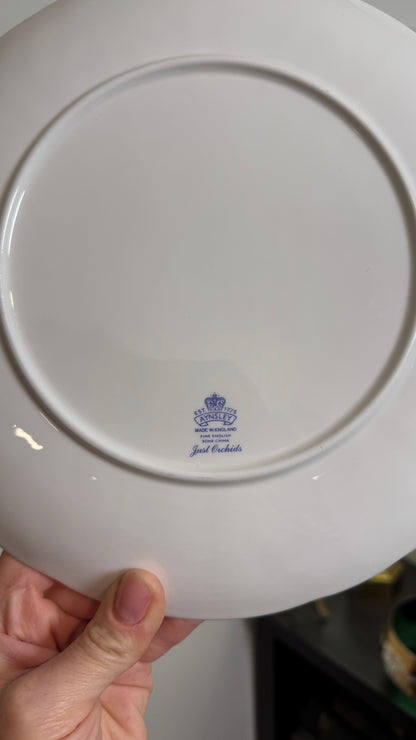 Vintage Aynsley Just Orchids Bone China Cake Plate and Server Set Made in England