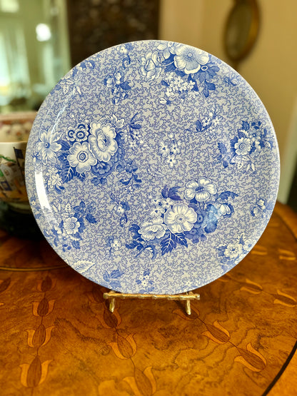 Vintage Spode Blue Room Collection “Primula” Round Platter | 13” Blue Transferware Serving Platter
