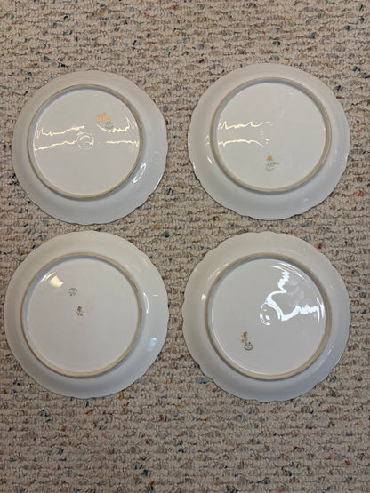 Gorgeous handpainted Limoges shell plates set of 4!
