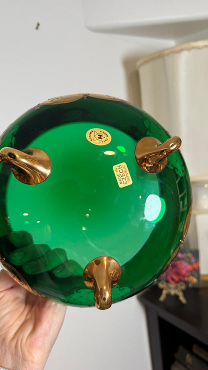 Reserved Bohemian glass green bowl