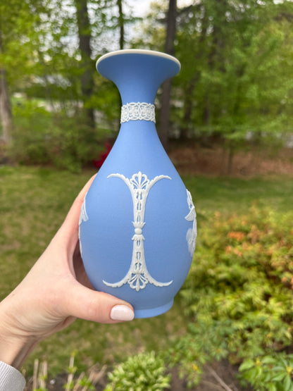Light blue Wedgewood vase 8 inches tall ￼