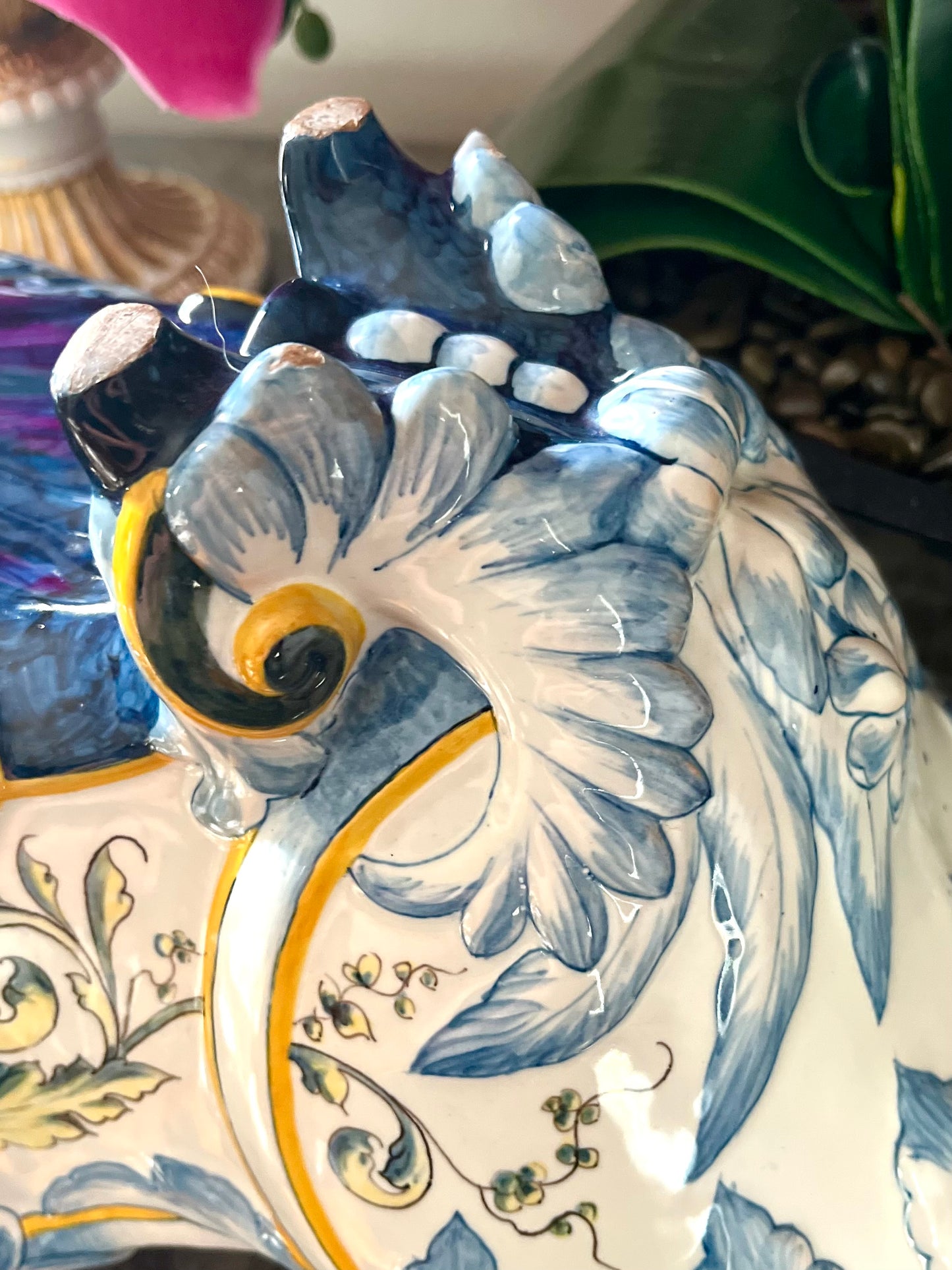 Live 06/22 Antique Ginori Renaissance Revival Majolica Vasque | Italian Faience Centerpiece