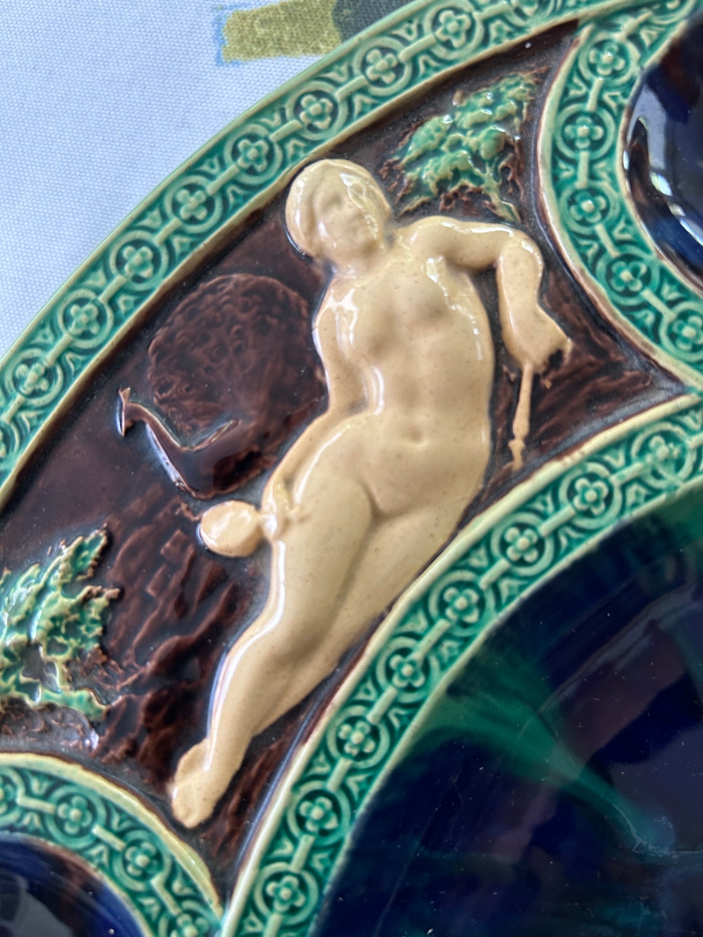 Antique Minton Majolica Renaissance Platter c.1865, 14 3/8 x 12 1/4” - Pristine No