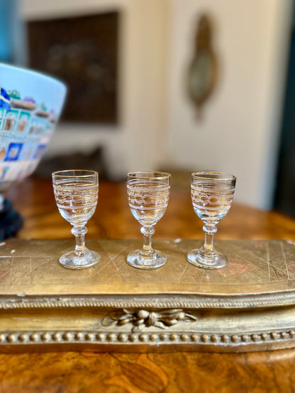 Antique St Louis Crystal French Cordial Glasses, Set of 3
