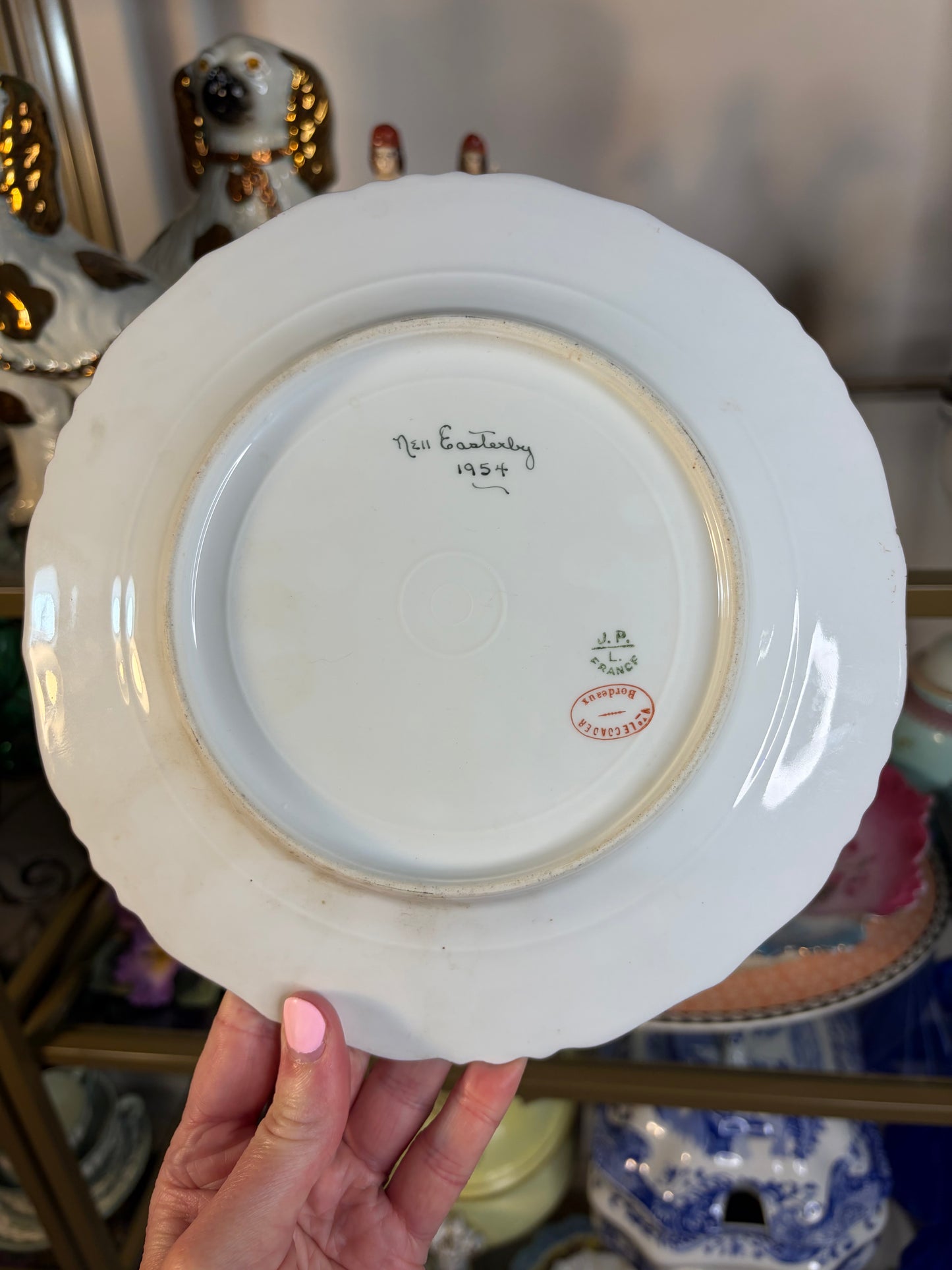 Lovely handpainted 1954 floral plate! As is!
