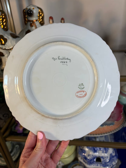 Lovely handpainted 1954 floral plate! As is!