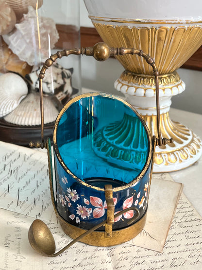 French Enameled Glass Seau à Glace in Bronze Doré Frame, c. 1890–1910