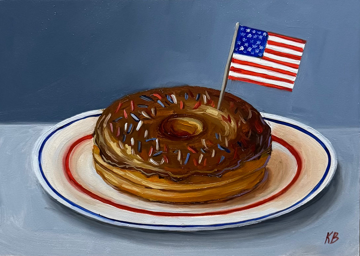 Reserved Live 09/15 American doughnut original oil painting 11x9” framed